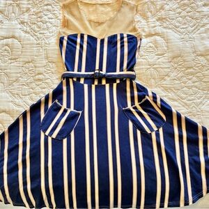 Effie's Heart Beige and Cream Striped Dress